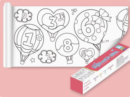 Children's self-adhesive coloring roll, large format, perfect for fostering creativity and motor skills development