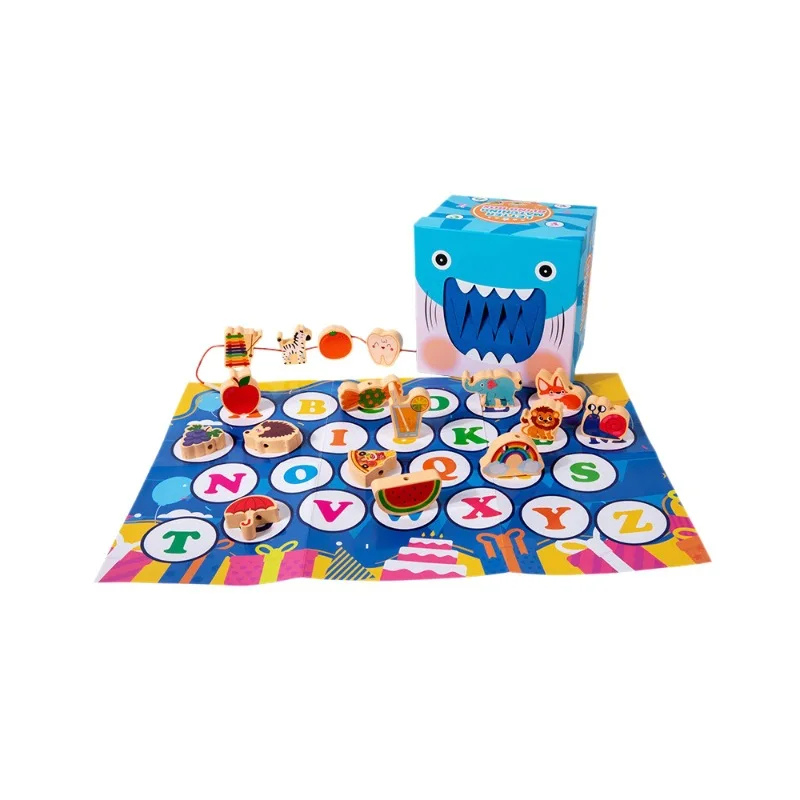 Toddler wooden stacking game, a Montessori educational toy for developing motor skills & animal recognition.