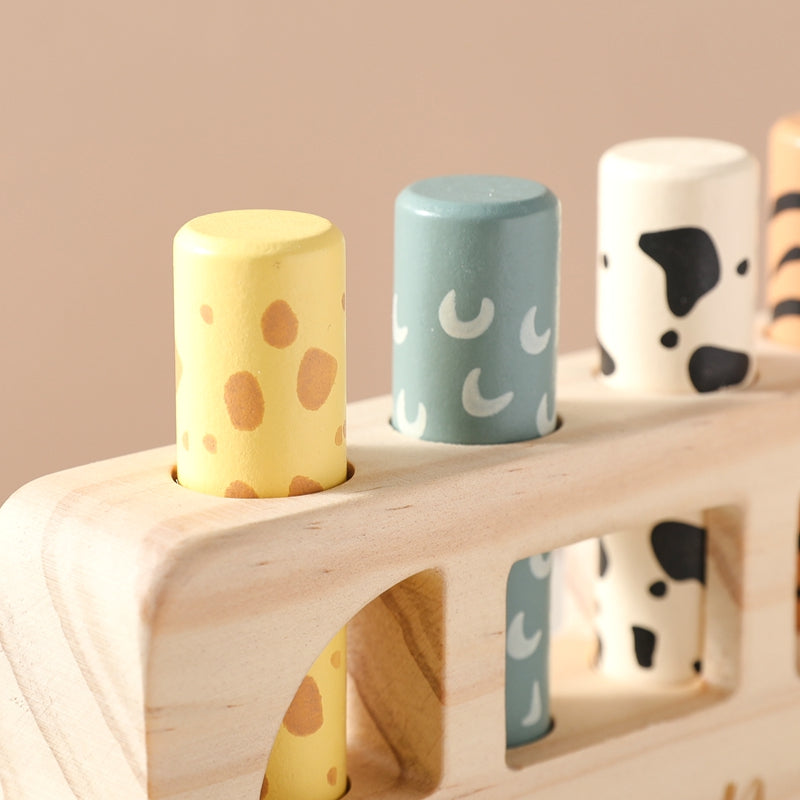 Montessori wooden bus toy, fun press play design, great for young kids' educational play