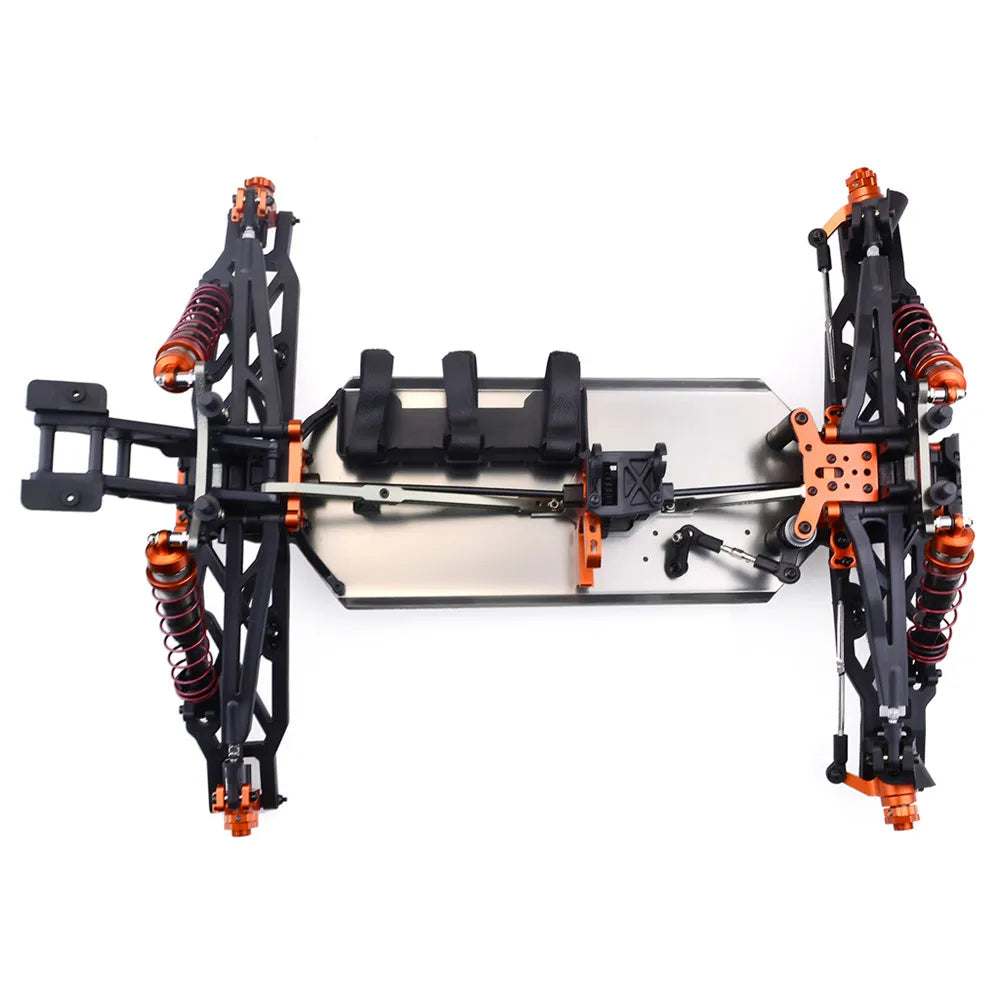 Unassembled 4WD RC model car chassis kit, ready for DIY brushless motor install