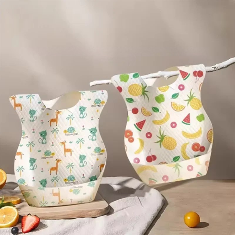 10-count set of unisex kids disposable waterproof baby bibs, ideal for mealtime and travel.