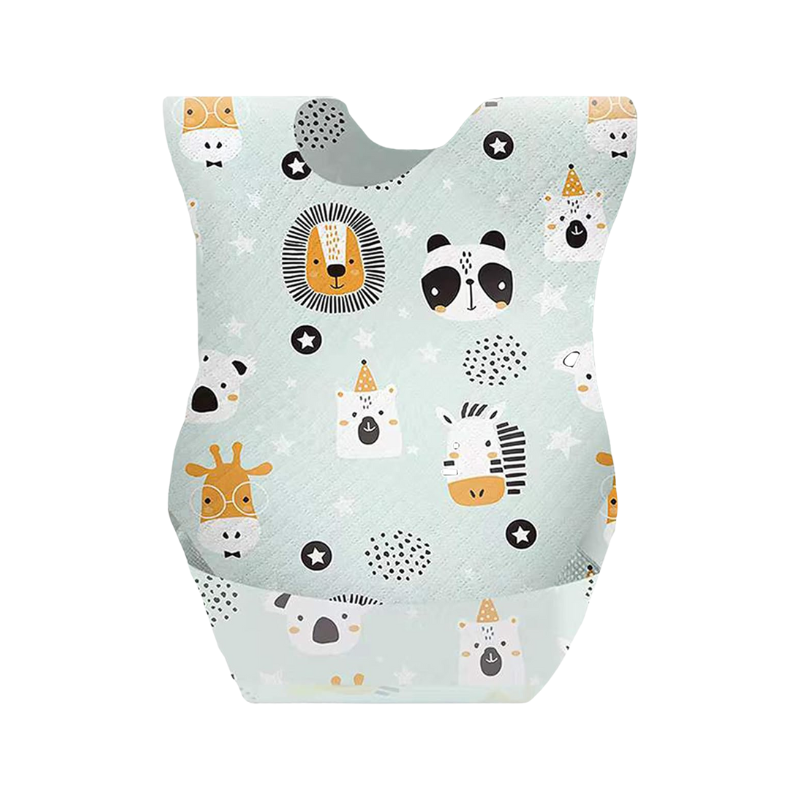 Bulk pack of 10 disposable bibs, unisex design, perfect for infant care and travel.