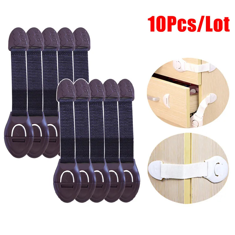 Child safety kit: 10 robust locks to prevent access to dangerous cabinet contents