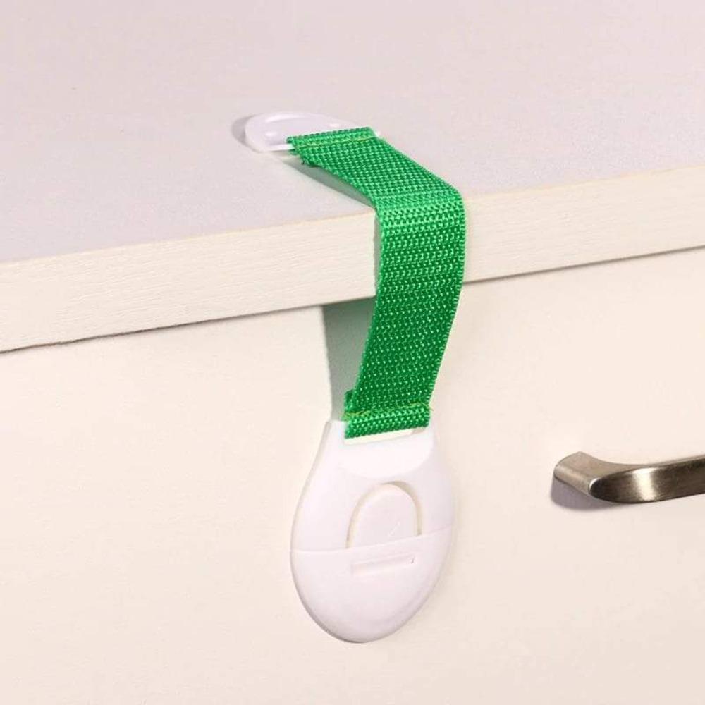 Easy-install 10-pack child safety cabinet locks for baby protection, adhesive no-drill design for home safety.