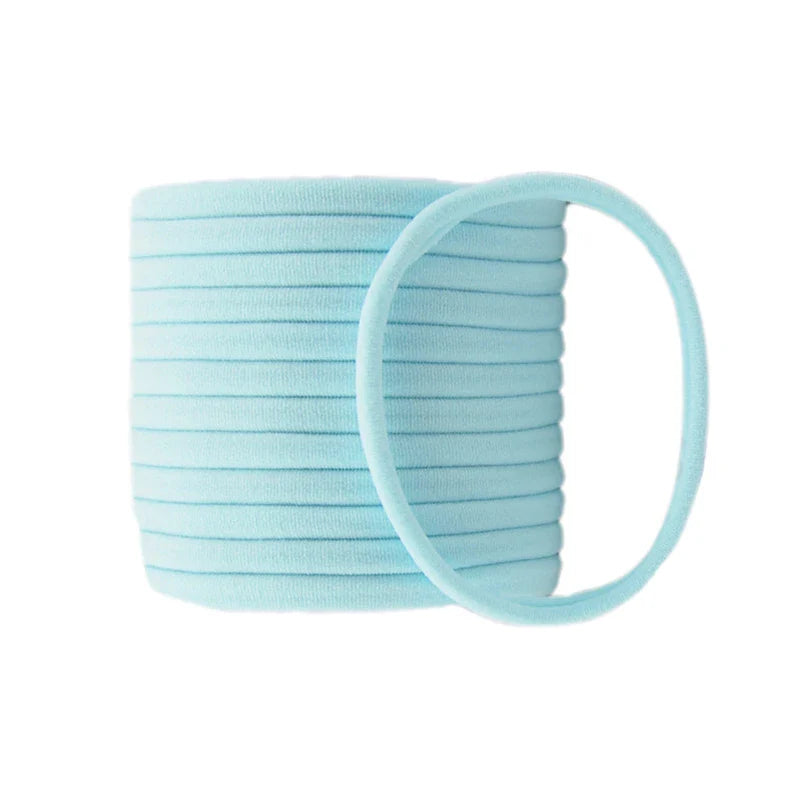 Up close with a green soft nylon headband, flexible and soft hairband