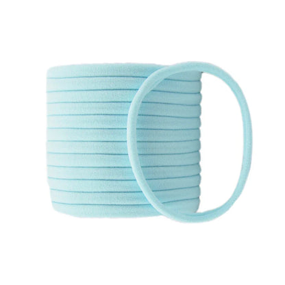 Up close with a green soft nylon headband, flexible and soft hairband