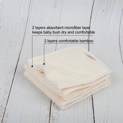 Stack of eco-friendly, machine washable bamboo diaper inserts for cloth diapering