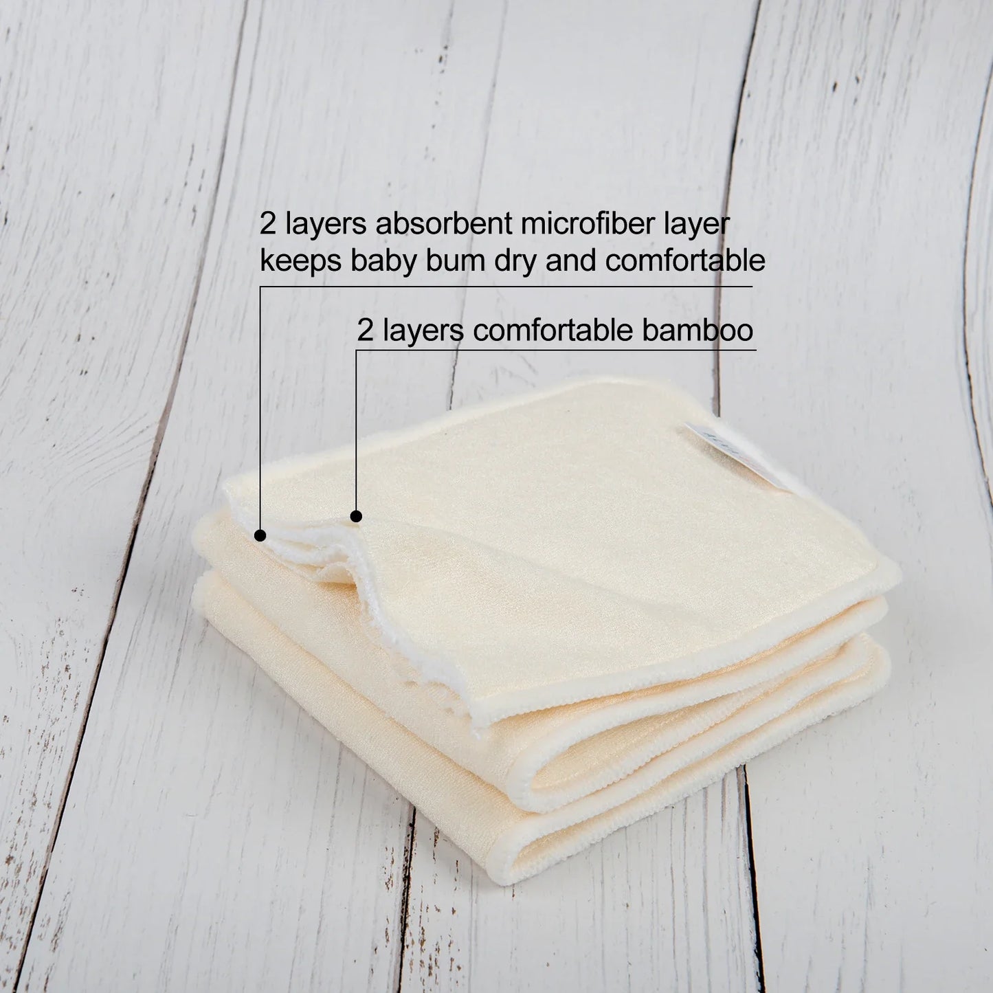 Natural bamboo fiber diaper inserts, ideal for promoting baby hygiene in cloth diapers