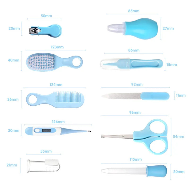 Parenting essentials: a 10-piece baby care kit with hygiene and grooming items