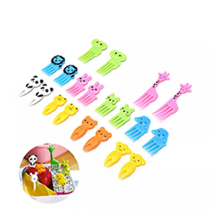 Cute animal fruit picks in various colors, enhancing kids' snack time and bento decorations.