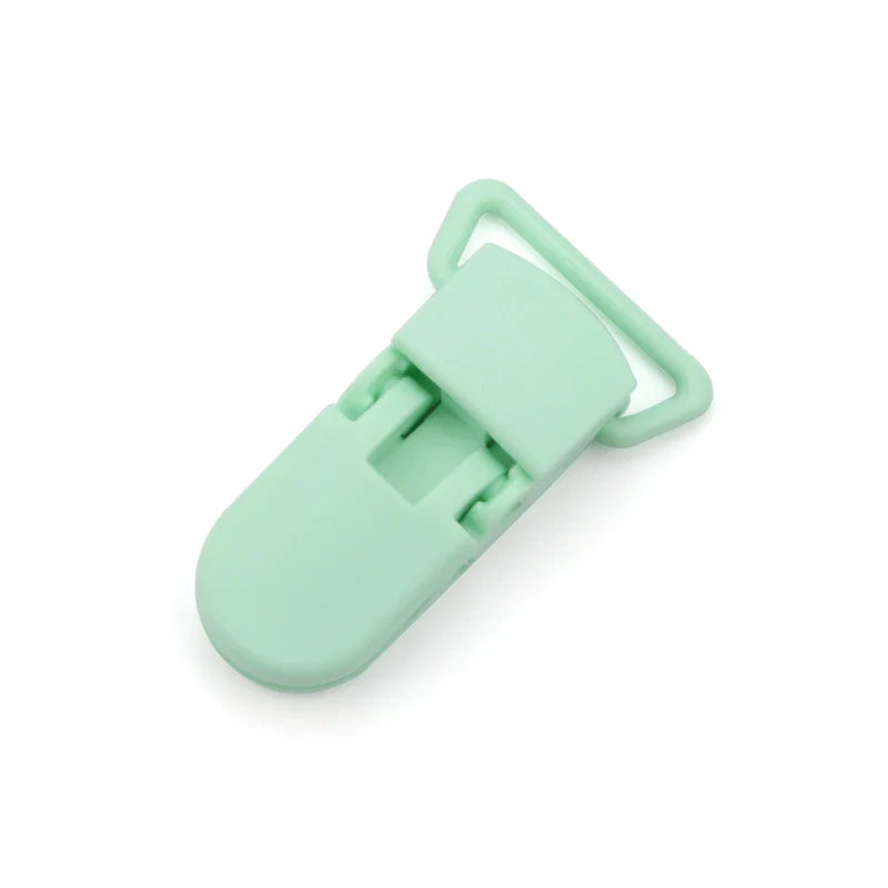 Close-up of a silicone bead pacifier clip demonstrating its sturdy design