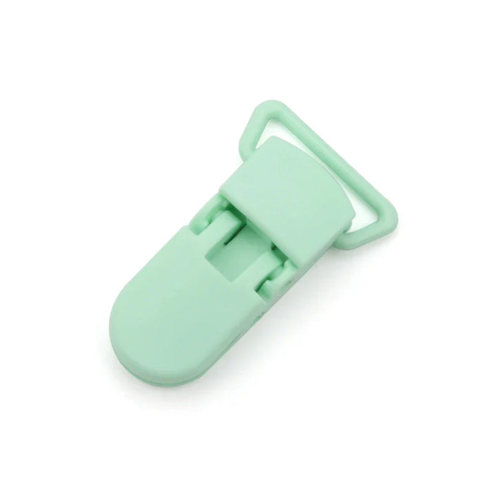 Close-up of a silicone bead pacifier clip demonstrating its sturdy design