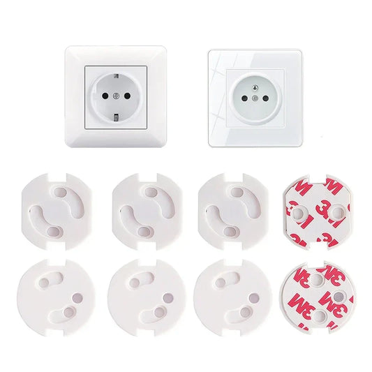 10 white baby safety socket covers, round electrical outlet protectors for child proofing