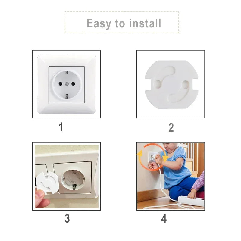 White electrical outlet protector, a baby safety device, preventing access to sockets