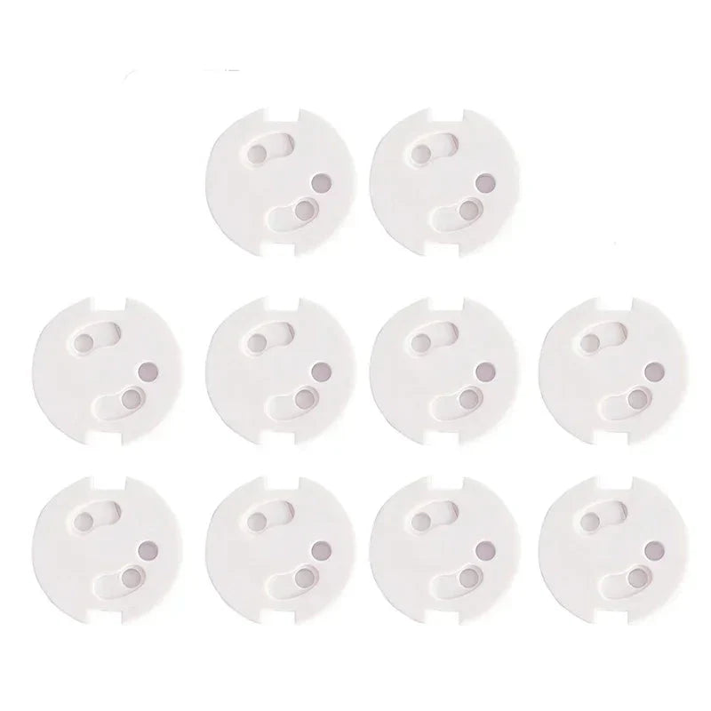 Set of white electrical outlet plug covers, child safety gear for home baby proofing