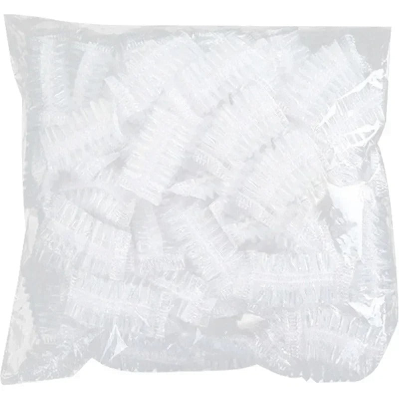 Clear disposable ear covers, 100-pack for hygiene. Ideal waterproof ear protection for showering, bathing & surgery care.