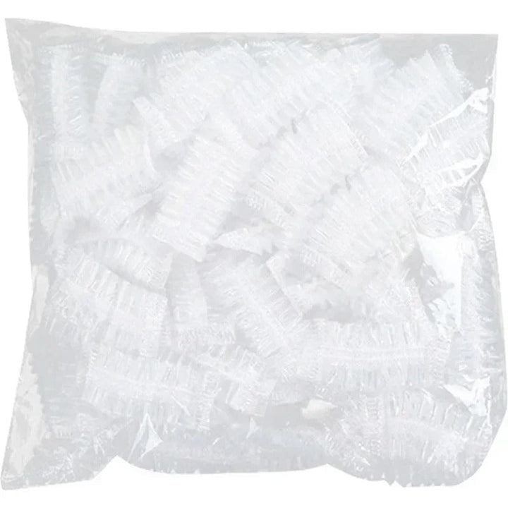 Clear disposable ear covers, 100-pack for hygiene. Ideal waterproof ear protection for showering, bathing & surgery care.
