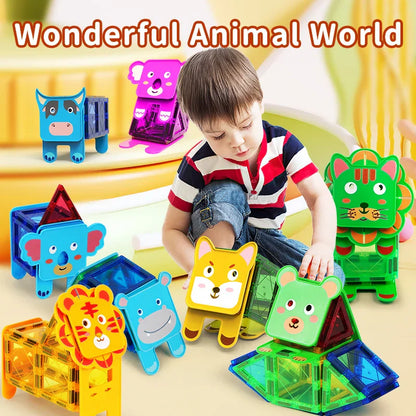 Magnetic animal building blocks for kids, fostering educational construction and play