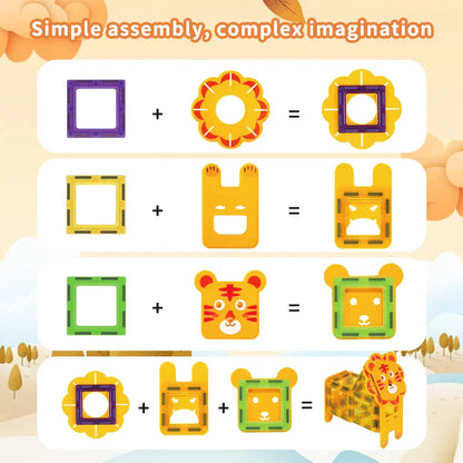 Vibrant magnetic animal building blocks, 100 pcs, promoting kids' STEM learning
