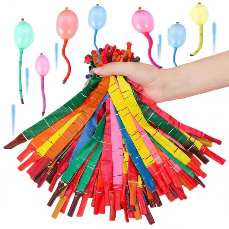 Overhead shot of 100 colorful party balloons, suitable for event supplies and activity toy