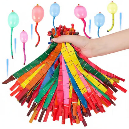 Overhead shot of 100 colorful party balloons, suitable for event supplies and activity toy