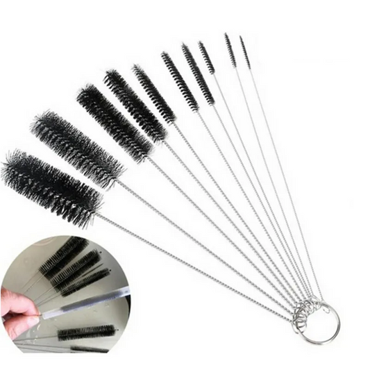 10pcs stainless steel small cleaning brush set for baby bottles & straws, multi-purpose kitchen hygiene tool