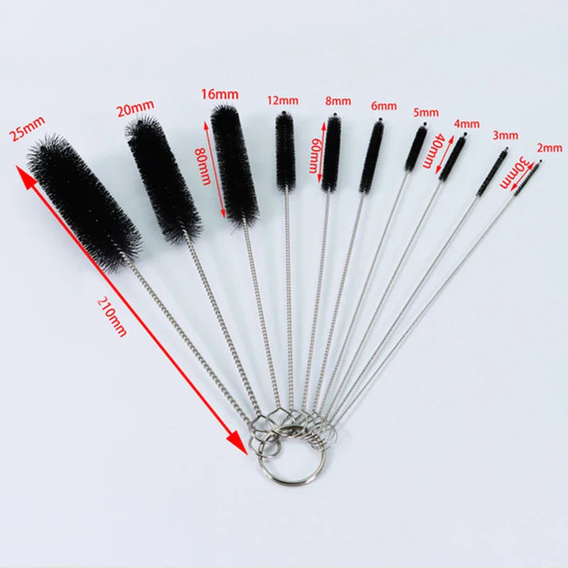 Detail cleaning brush set, 10 types with durable stainless steel for baby bottles, straws & kitchen use