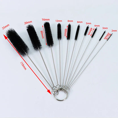 Detail cleaning brush set, 10 types with durable stainless steel for baby bottles, straws & kitchen use