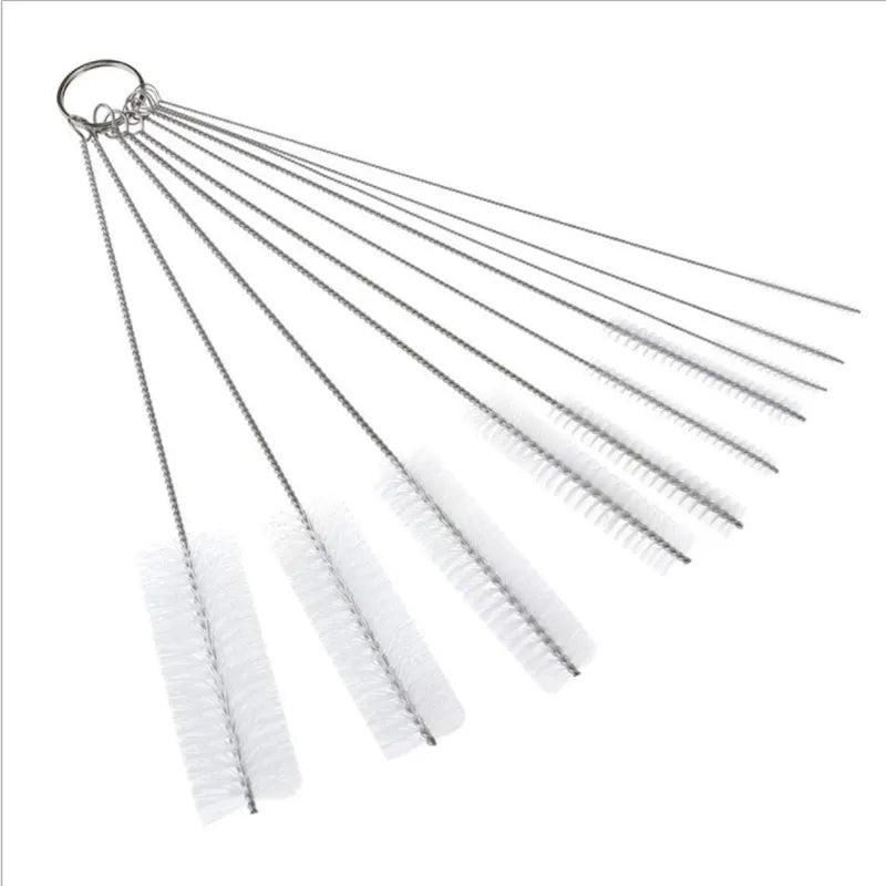 High-quality 10-piece cleaning brush set, stainless steel and nylon for thorough baby care & household tasks