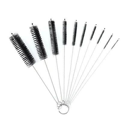 Ergonomic stainless steel handle cleaning brushes, 10-pack for easy grip during detail cleaning of bottles