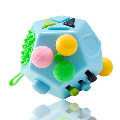 12-sided sensory fidget cube toy for adults, ABS plastic stress relief anxiety reducer