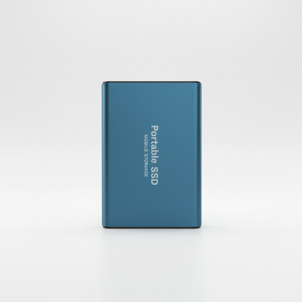 Sleek 128TB high-speed external SSD. Portable solid state drive, perfect for data backup & storage.