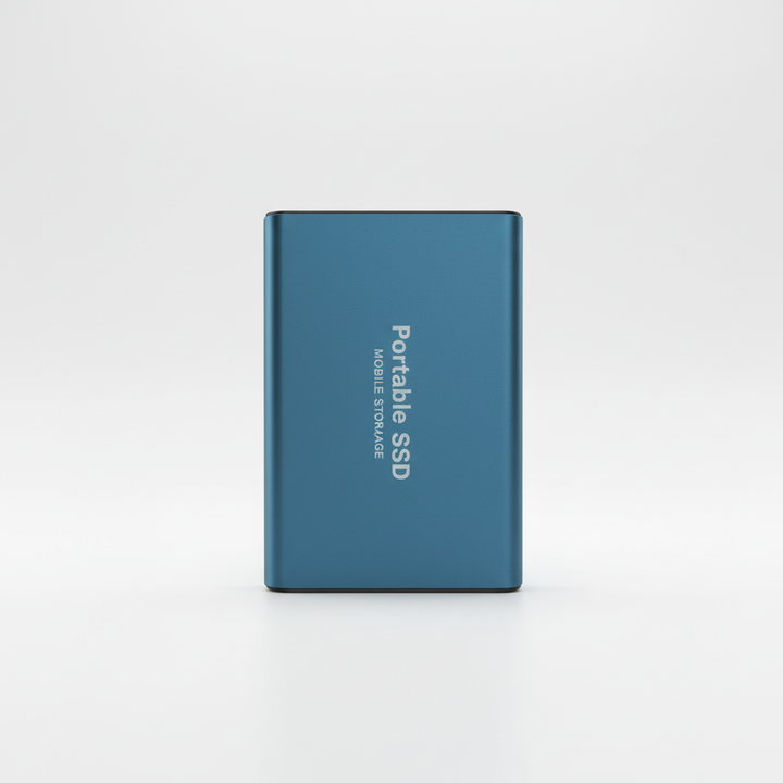 Sleek 128TB high-speed external SSD. Portable solid state drive, perfect for data backup & storage.
