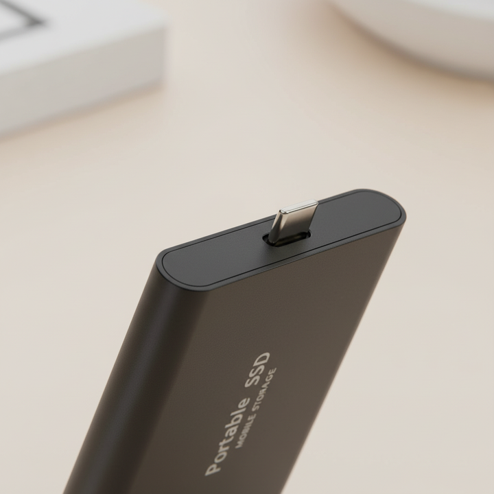 High-speed 128TB external SSD, ideal for portable data backup & solid state storage on the go.