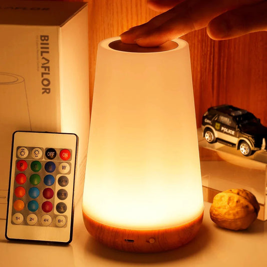 13-Color RGB LED Night Light with touch control, remote, and mood lighting for bedrooms