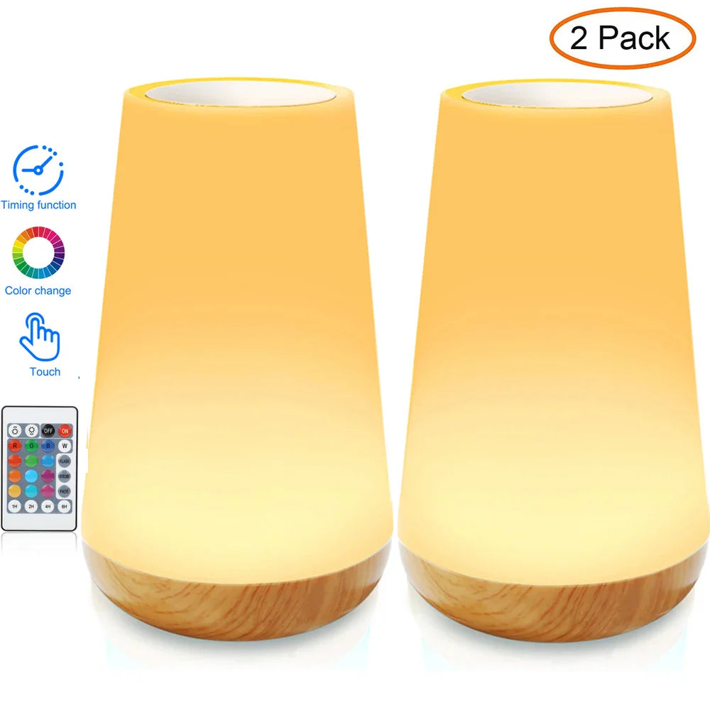 Touch-controlled 13-color RGB LED night light, portable with remote, ideal for creating mood