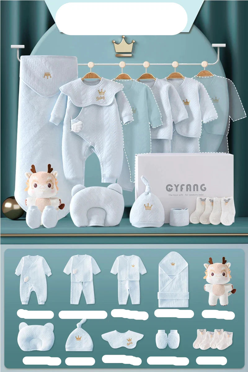 Gentle cotton baby clothes set: 15 pieces for newborns 0-3 months, easy to care for and durable.