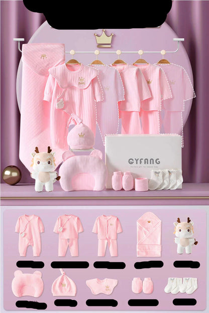 Newborn baby essentials gift set: 15-20 pieces of cotton clothes for 0-3 months, with lovely prints.