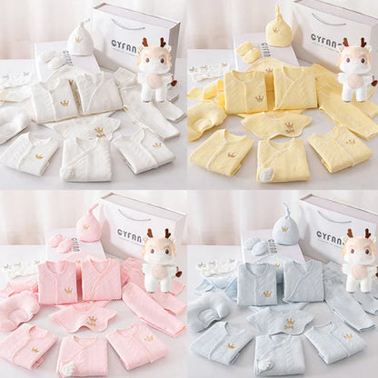 Essential 20-piece baby clothes set for newborns 0-3 months, including bodysuits, pants, hats, and mittens.