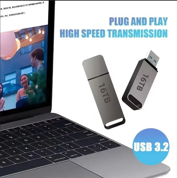 High-speed 16TB USB 3.2 flash drive, ideal portable storage for large data backup. Universal compatibility.