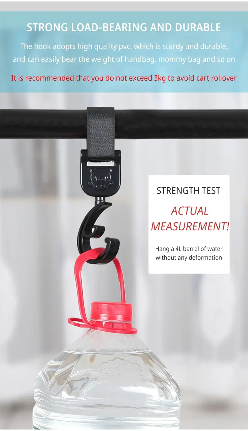 Keep your stroller organized with these 2 black plastic cartoon car diaper bag hooks