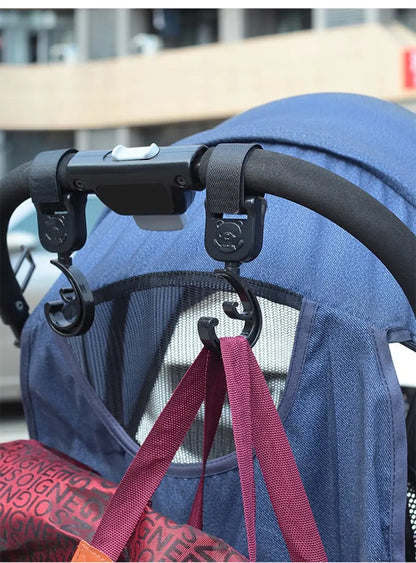Effortless organization: black cartoon car stroller hooks for diaper bags and other baby items
