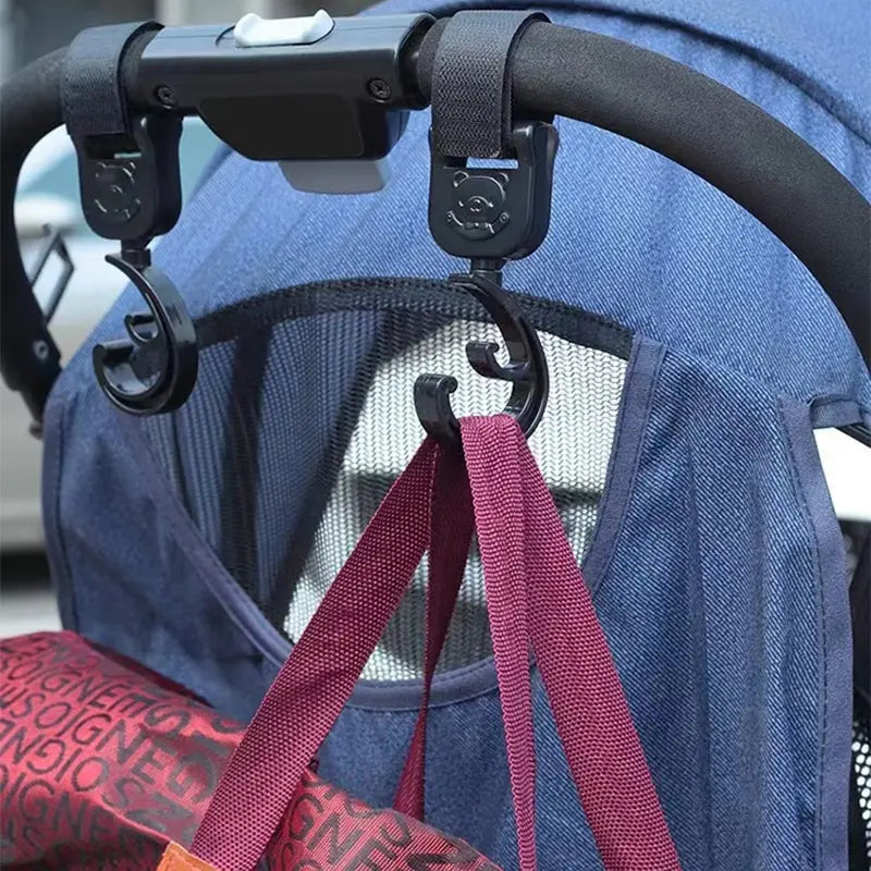 Hands-free stroller accessory: 2 black cartoon car hooks for organizing baby items on the go