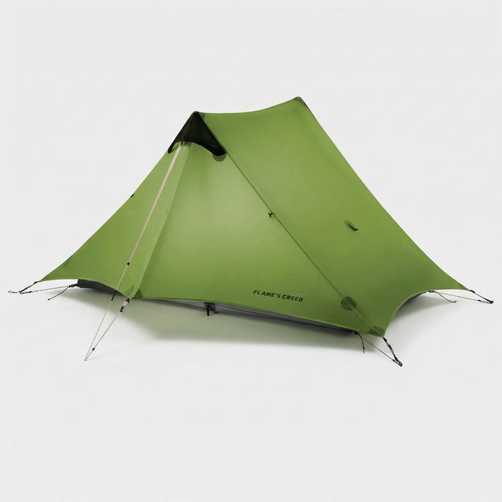 Silicone-coated 2-person ultralight trekking pole tent. Durable shelter for backpacking & outdoor use.