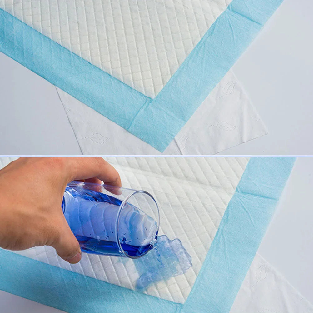 Close-up of a single disposable underpad, showing its soft, absorbent texture