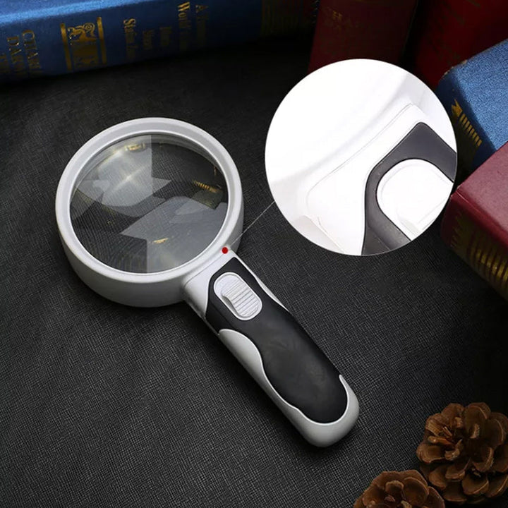 20X LED handheld magnifying glass for reading small print. Enhanced vision aid for seniors.