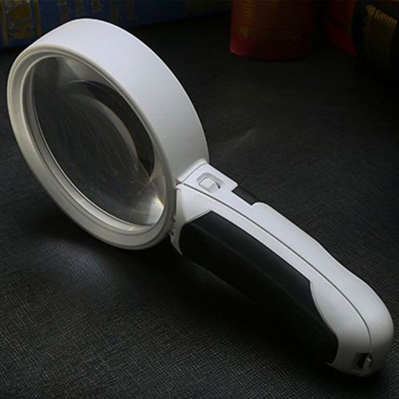 LED illuminated 20X optical magnifier for bright, clear reading & detail work.