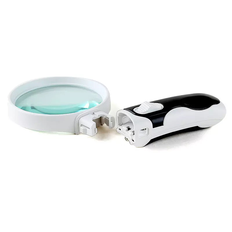 Handheld 20X LED magnifying glass, a powerful vision aid for reading small print.