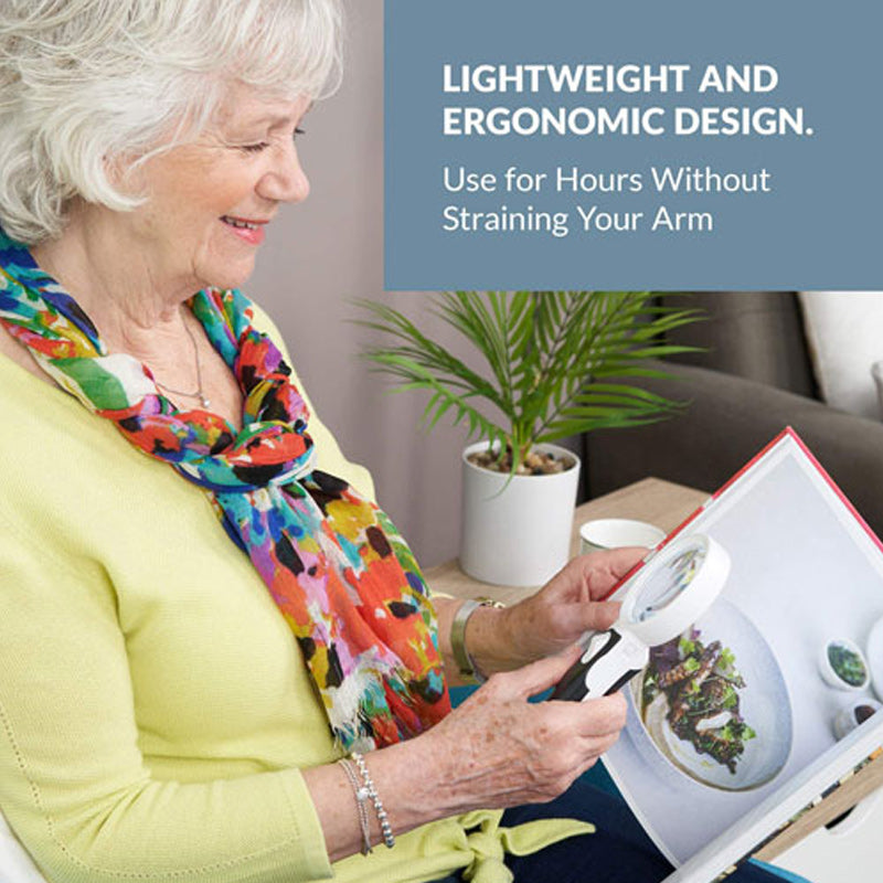 Low vision 20X LED magnifier for macular degeneration. Reading tool for seniors.