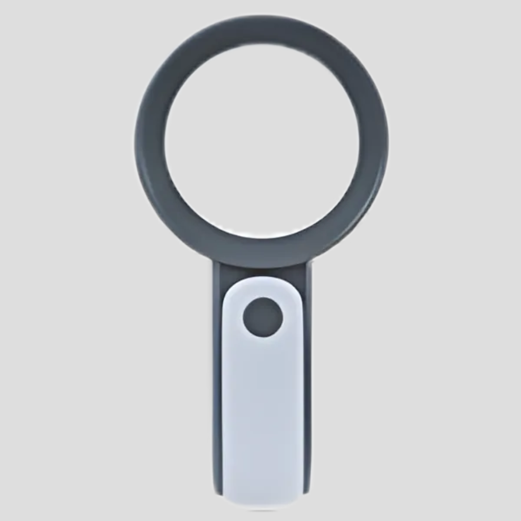 Handheld 20x magnifying glass for hobbyists, reading aid, and detailed work. Optical tool for precision and fine print.